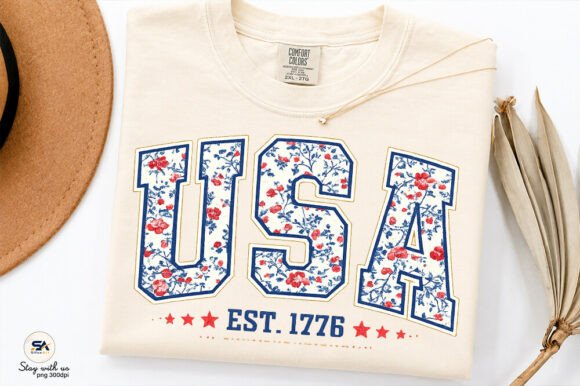 Floral USA Est 1776 Patriotic PNG: Redefining Americana Style