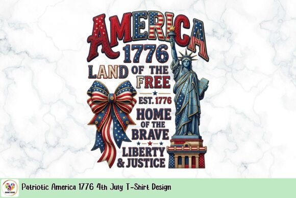 Patriotic America 1776 4th July T-Shirt Design: Bold Graphics for Independence Day