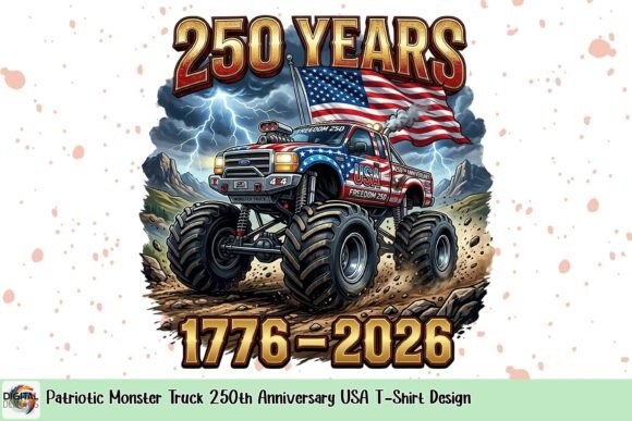 Patriotic Monster Truck Design: 250th Anniversary USA