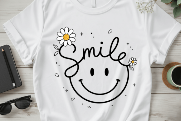 Smile Daisy Flower PNG T-Shirt Design: A Fresh Take on Positive Apparel
