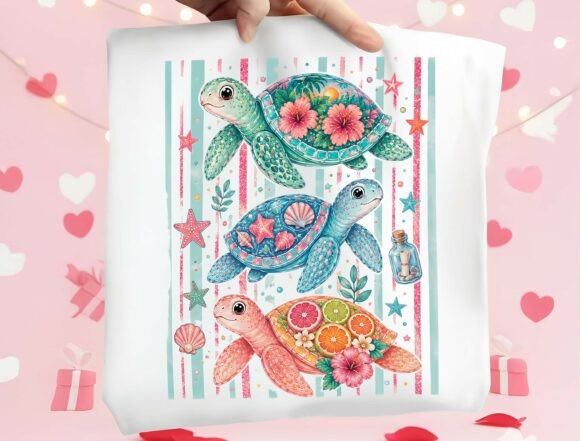 Summer Coastal Sublimation Design: A Tropical Trio of Sea Turtles