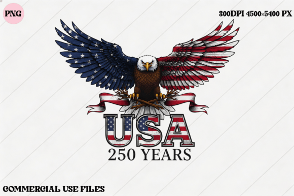 USA Eagle 250 Years Patriotic Design PNG: A Modern Heritage Asset